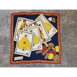 Vintage Ted Lapidus “Atout Coeur” Silk Scarf Rectangle Playing Cards Heart